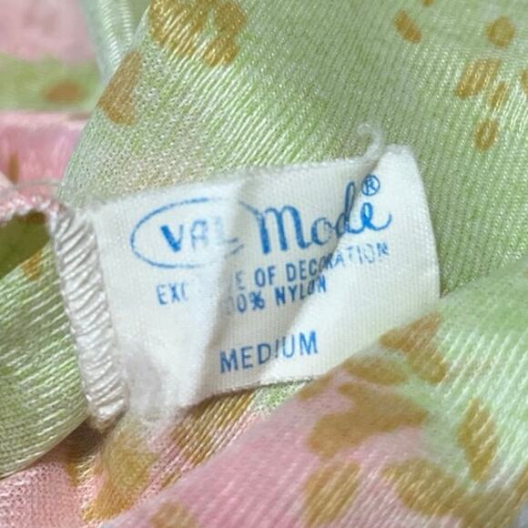 Vintage Val Mode Green Floral Grass Sleeveless Plunging A Line Maxi Dress Sz M - Picture 3 of 3